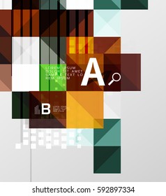 Modern geometrical abstract background, squares with infographics sample text