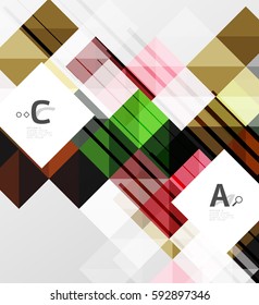 Moderner, geometrischer abstrakter Hintergrund, Quadrate mit Infografik-Beispieltext