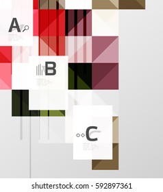 Modern geometrical abstract background, squares with infographics sample text