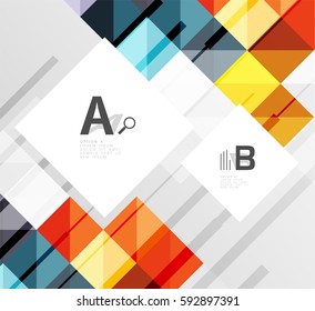 Modern geometrical abstract background, squares with infographics sample text