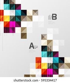 Modern geometrical abstract background, squares with infographics sample text