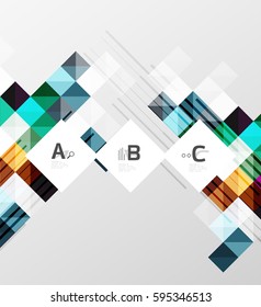 Fondo abstracto geométrico moderno, cuadrados con texto de ejemplo de infografía