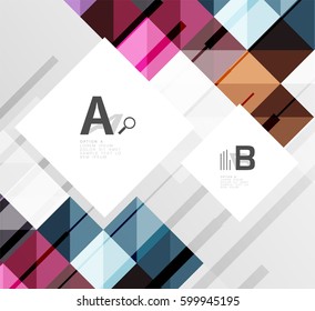 Modern geometrical abstract background, squares with infographics sample text