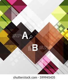Modern geometrical abstract background, squares with infographics sample text