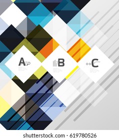Modern geometrical abstract background, squares with infographics sample text