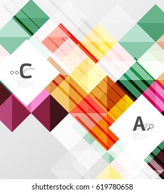 Modern geometrical abstract background, squares with infographics sample text