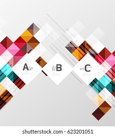 Moderner, geometrischer abstrakter Hintergrund, Quadrate mit Infografik-Beispieltext