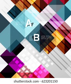 Modern geometrical abstract background, squares with infographics sample text