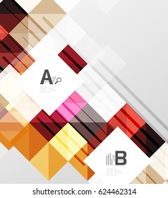 Modern geometrical abstract background, squares with infographics sample text