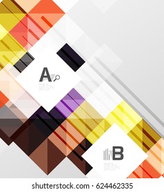 Modern geometrical abstract background, squares with infographics sample text