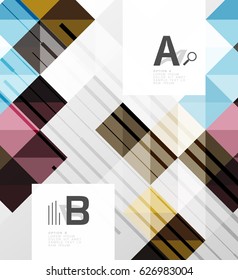 Modern geometrical abstract background, squares with infographics sample text