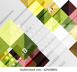Modern geometrical abstract background, squares with infographics sample text