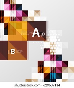 Modern geometrical abstract background, squares with infographics sample text