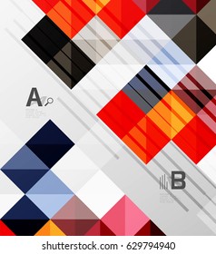 Modern geometrical abstract background, squares with infographics sample text