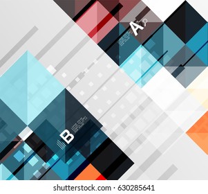 Modern geometrical abstract background, squares with infographics sample text