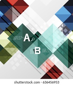 Modern geometrical abstract background, squares with infographics sample text