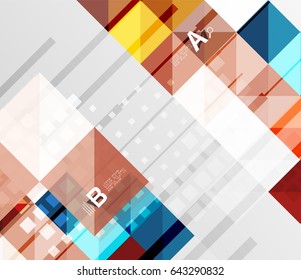 Modern geometrical abstract background, squares with infographics sample text