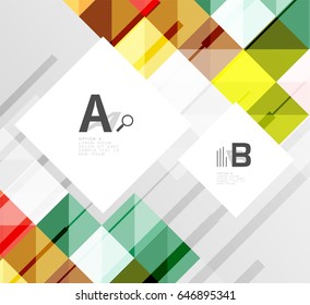 Modern geometrical abstract background, squares with infographics sample text