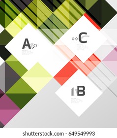 Modern geometrical abstract background, squares with infographics sample text