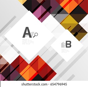 Modern geometrical abstract background, squares with infographics sample text