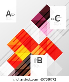 Modern geometrical abstract background, squares with infographics sample text