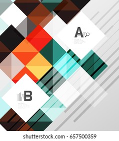 Modern geometrical abstract background, squares with infographics sample text