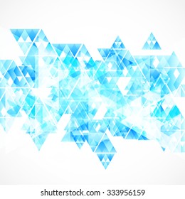 Modern geometrical abstract vector template. Blue triangles theme.