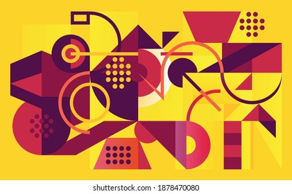 Modern geometrical background. Yellow and purple abstract shapes and lines. eps 10.