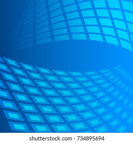 Modern geometrical blue background of bright glowing perspective with squares, rectangle form. Graphic image template. Abstract vector illustration EPS 10 for backdrop business card, banners techno