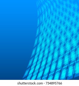 Modern geometrical blue background of bright glowing perspective with squares, rectangle form. Graphic blurry template. Abstract vector illustration EPS 10 for backdrop business card, banners techno
