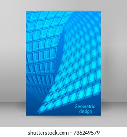 Modern geometrical blue background of bright glowing perspective with squares, rectangle form. Graphic blurry template. Abstract vector illustration EPS 10 for backdrop business card, banners techno