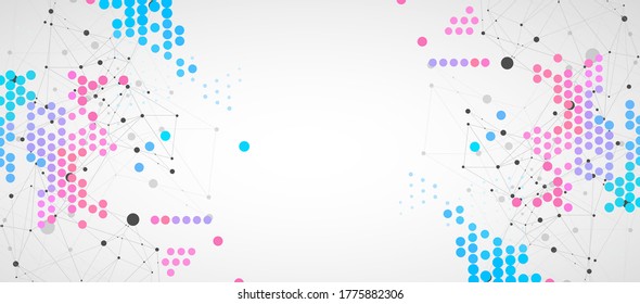 Modern geometrical circle abstract background. Dotted texture template. Geometric pattern in halftone style with plexus effect.
