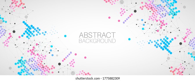 Modern geometrical circle abstract background. Dotted texture template. Geometric pattern in halftone style with plexus effect.