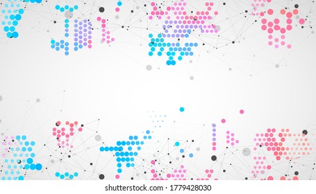 Moderner geometrischer, abstrakter Hintergrund. Dotted Texture Template. Geometrisches Muster im Halftonstil mit Plexus-Effekt.