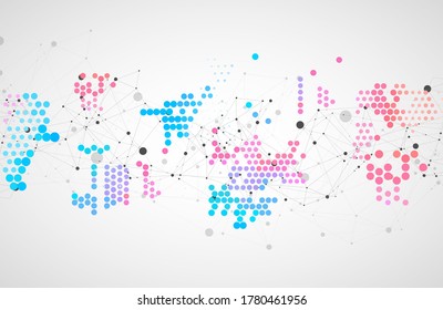 Modern geometrical circle abstract background. Dotted texture template. Geometric pattern in halftone style with plexus effect.