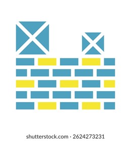 Modern geometrical depiction of a protective firewall with distinct colors