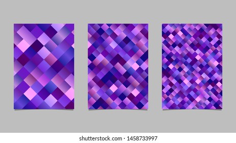 Modern geometrical gradient diagonal square pattern page template set - abstract vector stationery