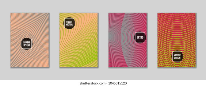 Modern geometrical lines notebook cover pattern. Minimalistic notepad cover template set. Colorful title page pattern for business notebook, dairy or notepad.