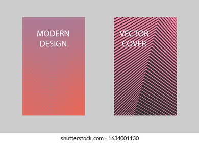 Modern geometrical lines notebook cover vector. Minimalistic notepad cover surface set. Colorful title page illustration for school.