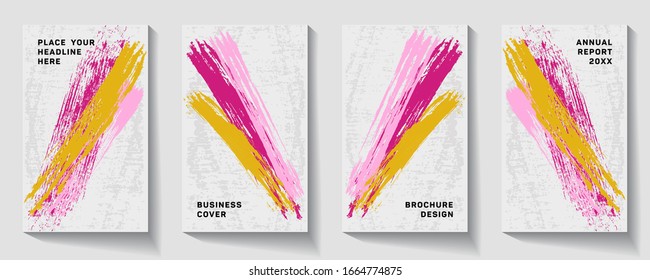 Modern geometrical lines notebook cover pattern. Minimalistic notepad cover surface set. Colorful title page backdrop for school, dairy or notepad.