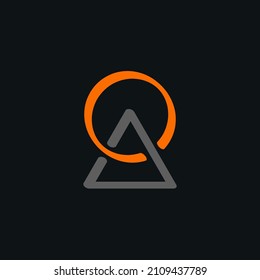 modern geometrical neon logo, AO and OA ico on black background