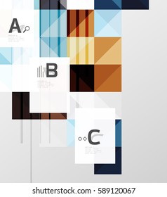 Modern geometrical square banner, minimalistic abstract background with sample letter option infographics