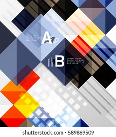 Modern geometrical square banner, minimalistic abstract background with sample letter option infographics