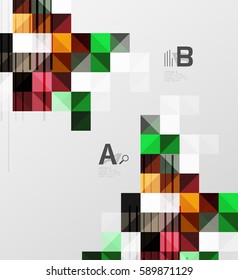 Modern geometrical square banner, minimalistic abstract background with sample letter option infographics