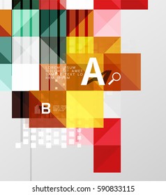 Modern geometrical square banner, minimalistic abstract background with sample letter option infographics