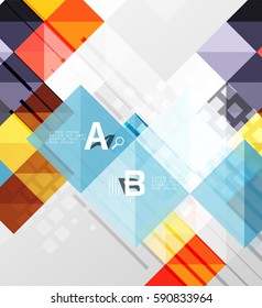 Modern geometrical square banner, minimalistic abstract background with sample letter option infographics