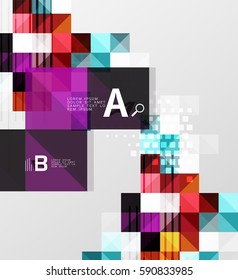 Modern geometrical square banner, minimalistic abstract background with sample letter option infographics