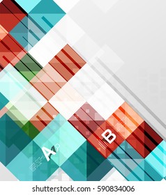 Modern geometrical square banner, minimalistic abstract background with sample letter option infographics