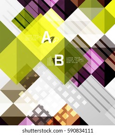 Modern geometrical square banner, minimalistic abstract background with sample letter option infographics