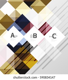 Modern geometrical square banner, minimalistic abstract background with sample letter option infographics